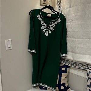 Tuckernuck Green Dress with White Embroidery